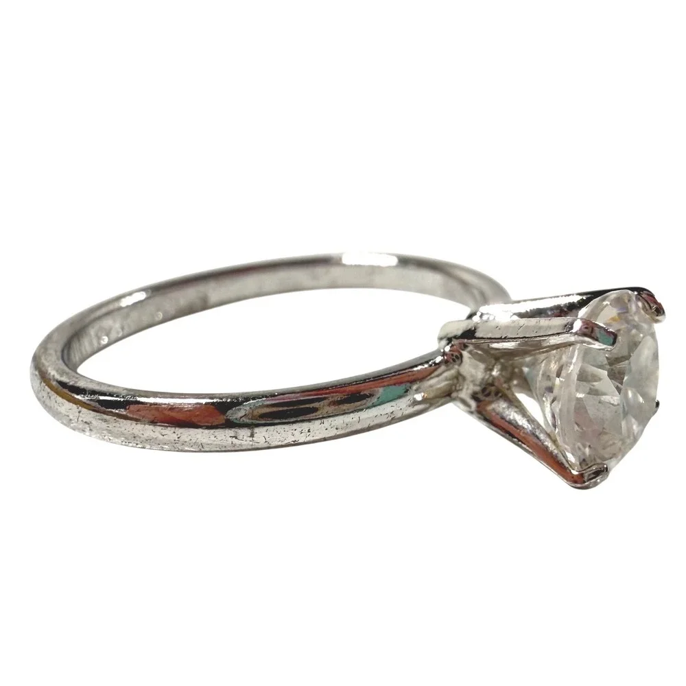 Lind Sterling Silver 925 Round Cut Cubic Zirconia Ring Sz 6.5 Womens Wedding VTG